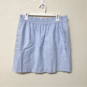 J. Crew Womens Linen Blend A-Line Skirt Pockets Size 12 Blue Stretch